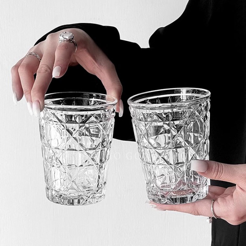 Espresso Shot Glass - 2 pz 310ml Vintage Diamond Patterned